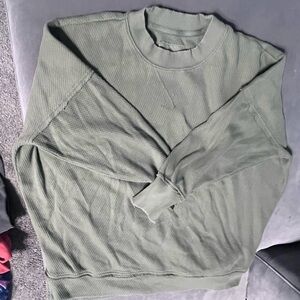 Aerie Sage Ribbed Knit Top. Oversized medium distressed.